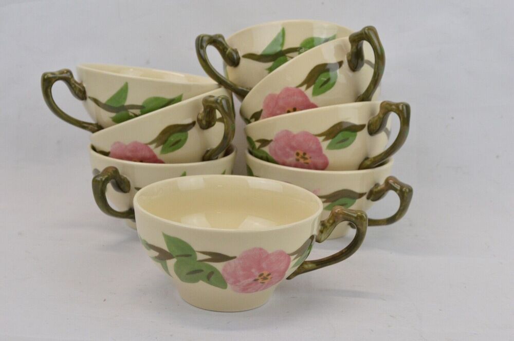 Franciscan Desert Rose Tea Cups Floral Ceramic 2.5" USA Set of 8